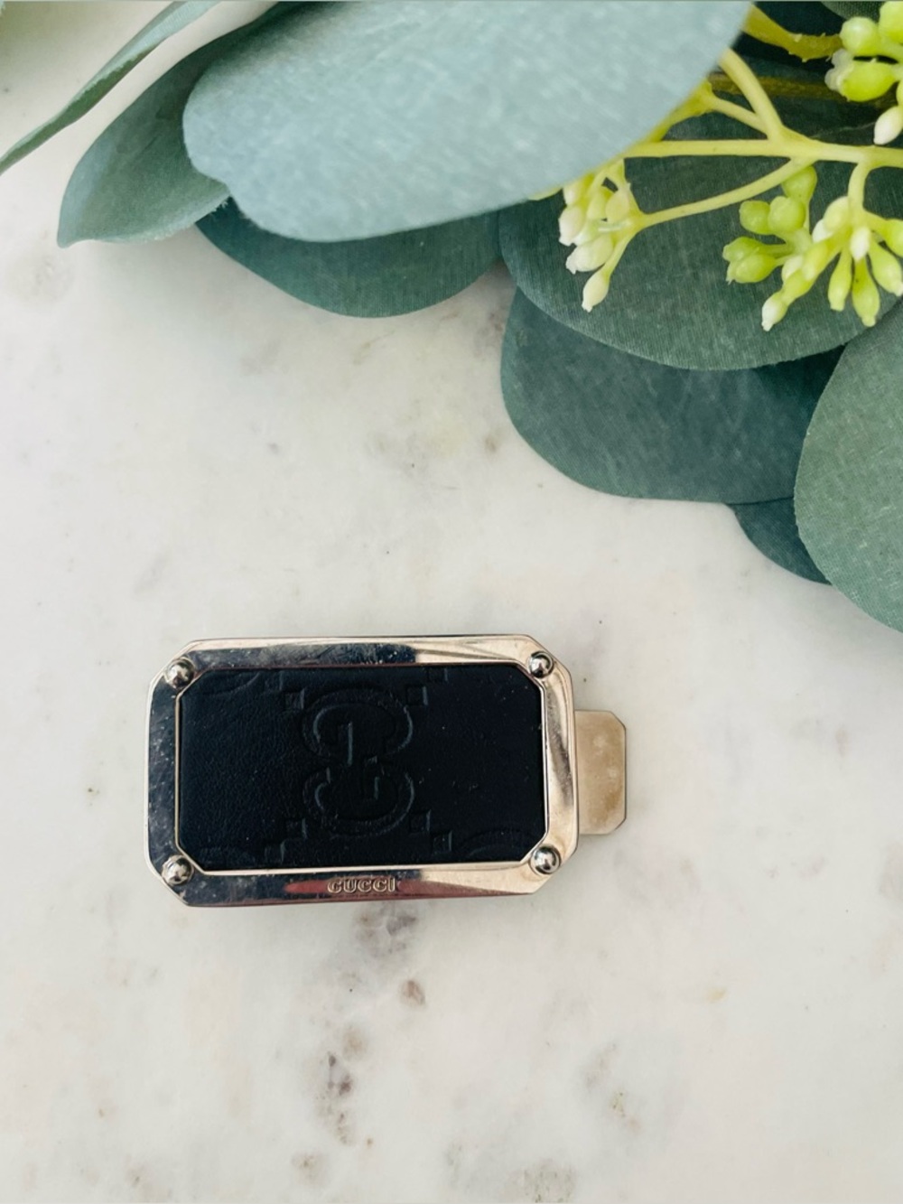 GUCCI Double G Leather Metal Money Clip